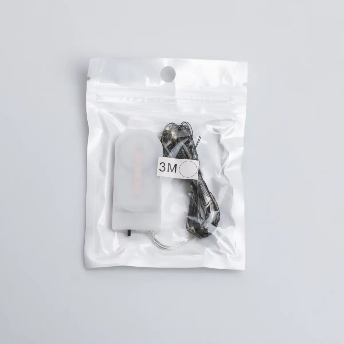 Світлодіодна гірлянда Роса 3 метри на батарейках 30 led нитка на зеленому дроті біла 30L3MGW