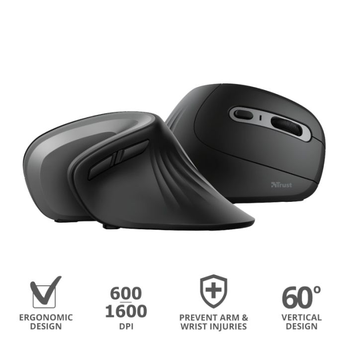 Миша Trust Verro Ergonomic, WL, чорний
