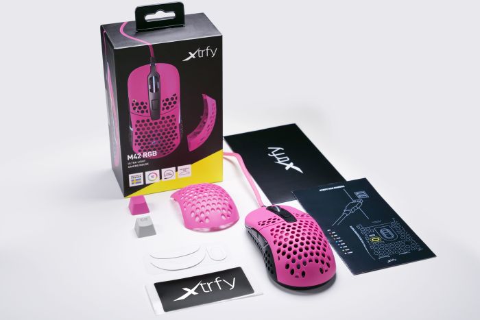 Миша Xtrfy M42, USB-A, RGB, рожевий