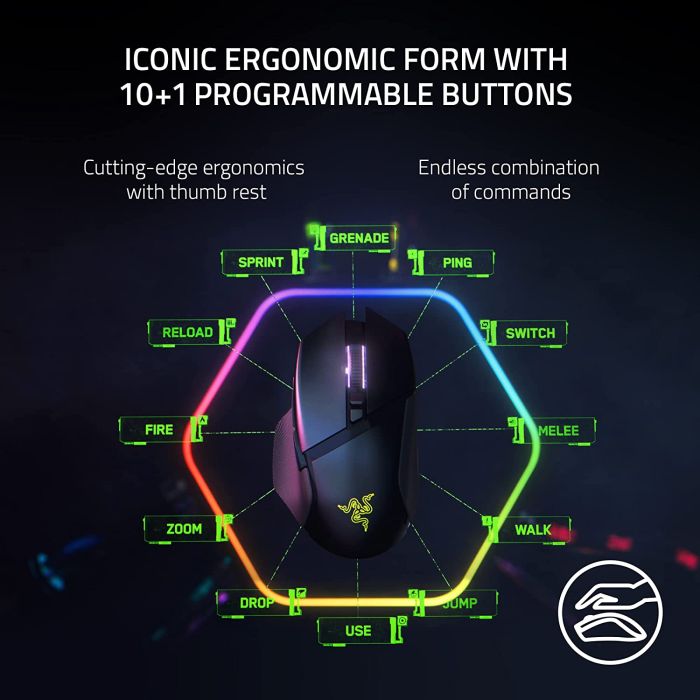 Razer Mouse Basilisk V3 Pro, RGB, USB-A/WL/BT, white