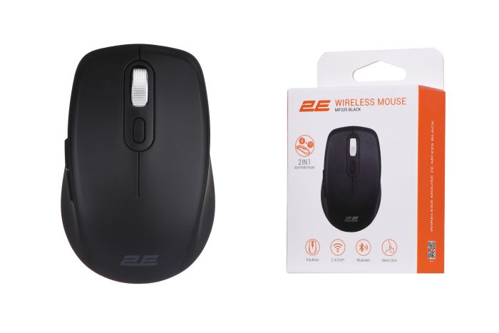 2E Mouse MF225 Silent, WL/BT, black