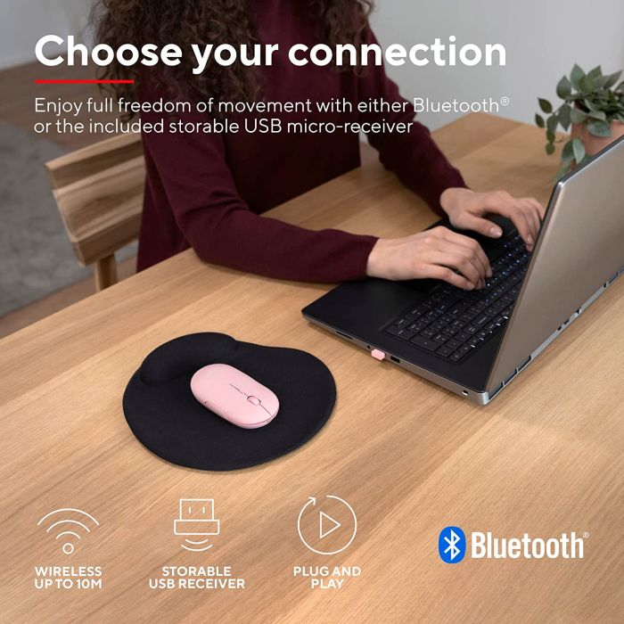 Миша Trust Puck Rechargeable,  Ultra-Thin,  BT/WL,  Silent, рожевий