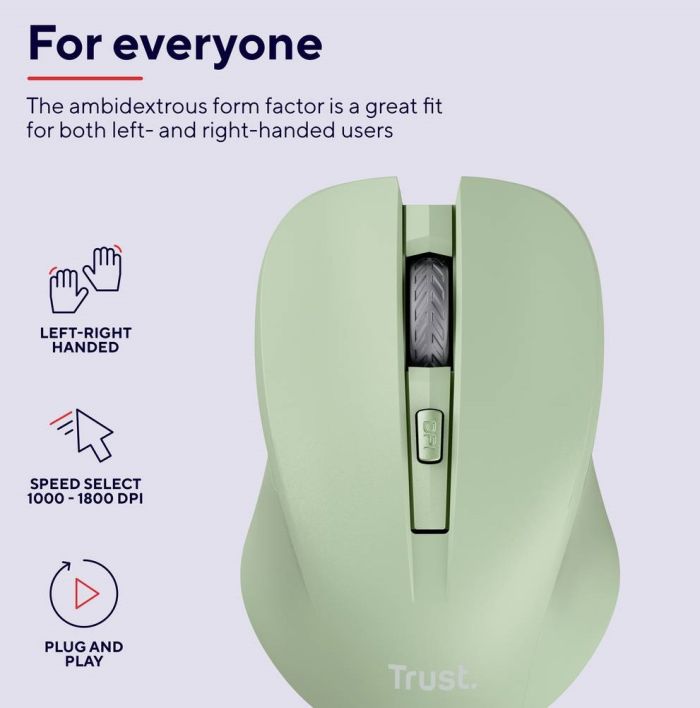 Mouse Trust MYDO SILENT, WL, Зелений