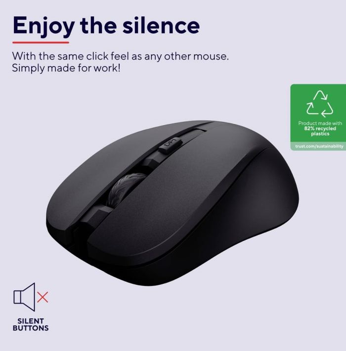 Mouse Trust MYDO SILENT, WL, Чорний
