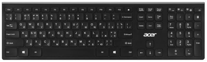 Клавіатура мембранна Acer OKR020, 109key, WL, EN/UKR/RU,чорний