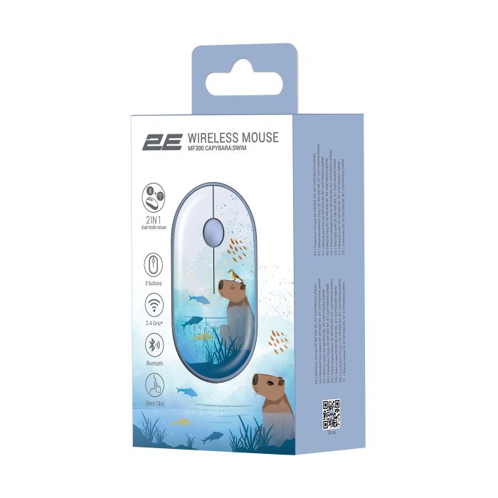 Миша 2E MF300 CAPYBARA:SWIM Silent WL BT, синій