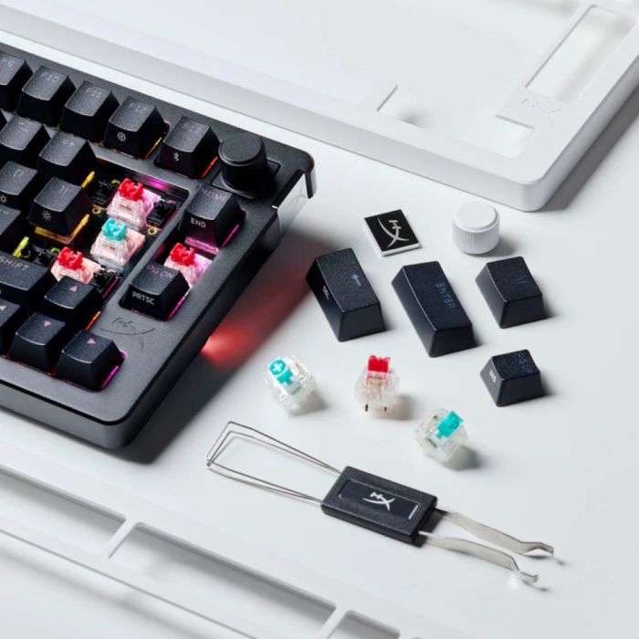 Клавіатура механічна HyperX Alloy Rise 75key, Red, USB-A/WL/BT, EN/UA, RGB, чорний
