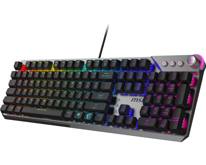 Клавіатура механічна MSI STRIKE 600 SILENT UA 104key, Kailh Midnight Pro Silent Tactile, USB-A, EN/UKR/RU, RGB, cрібний