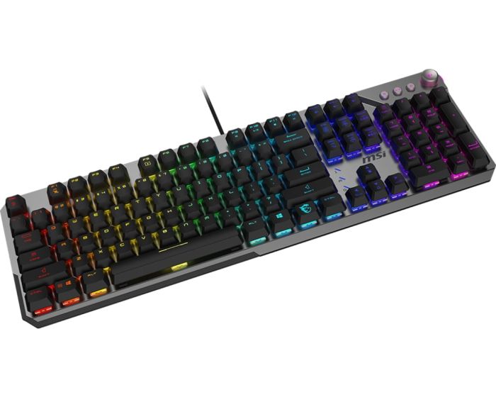Клавіатура механічна MSI STRIKE 600 SILENT UA 104key, Kailh Midnight Pro Silent Tactile, USB-A, EN/UKR/RU, RGB, cрібний