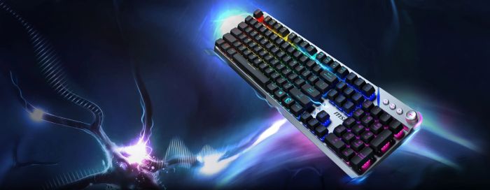 Клавіатура механічна MSI STRIKE 600 SILENT UA 104key, Kailh Midnight Pro Silent Tactile, USB-A, EN/UKR/RU, RGB, cрібний