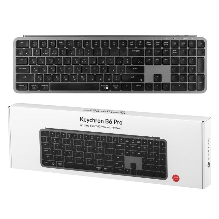 Клавіатура мембрана Keychron B6 Pro, USB/WL/BT, space gray