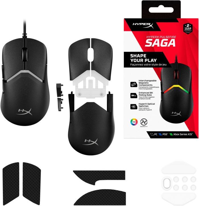 HyperX Pulsefire SAGA, RGB, USB-A, black