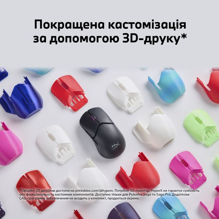 Мишь HyperX Pulsefire SAGA PRO, RGB, USB-A/WL/BT, черный