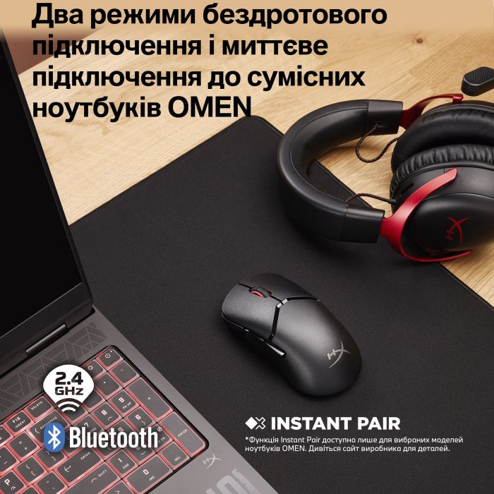 Мишь HyperX Pulsefire SAGA PRO, RGB, USB-A/WL/BT, черный