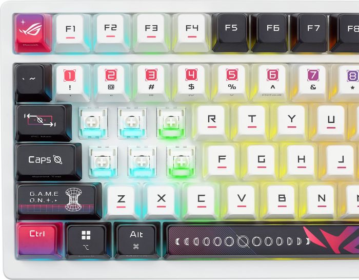 Клавіатура механічна ASUS ROG Azoth X 81key, NX Snow, USB-A/WL/BT, EN, RGB, білий