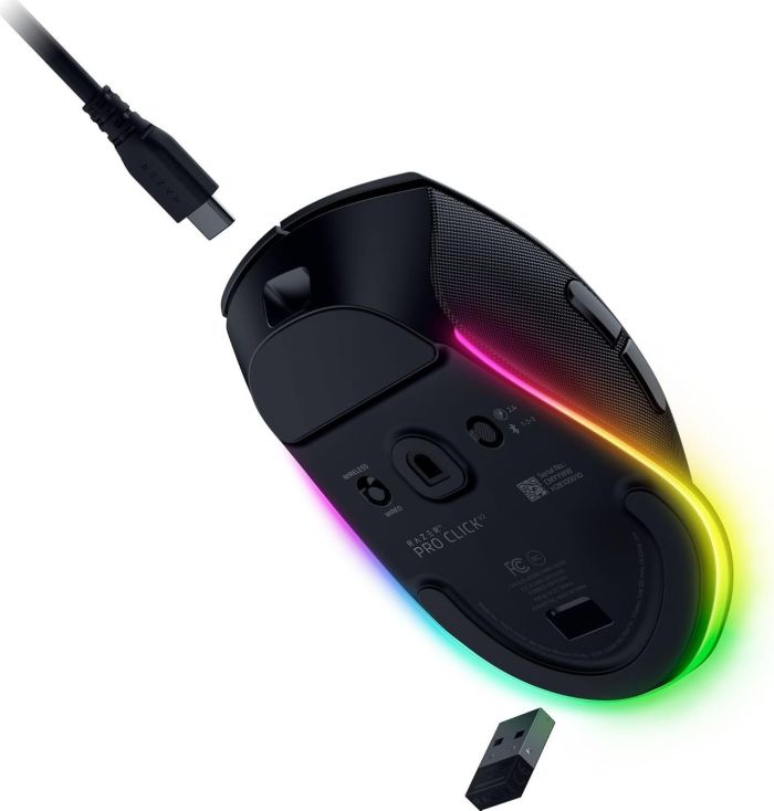 Мышь Razer Pro Click V2, RGB, USB-A/WL/BT, чёрный