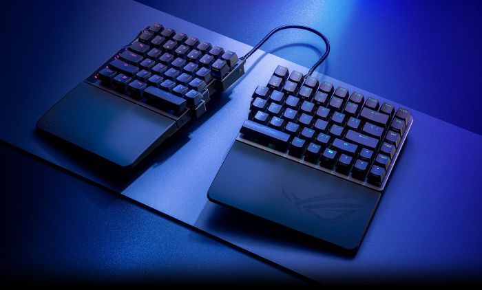 Клавіатура механічна ASUS ROG Falcata split, 83key, Magnetic Switch, USB-A/WL/BT, EN, RGB, чорний