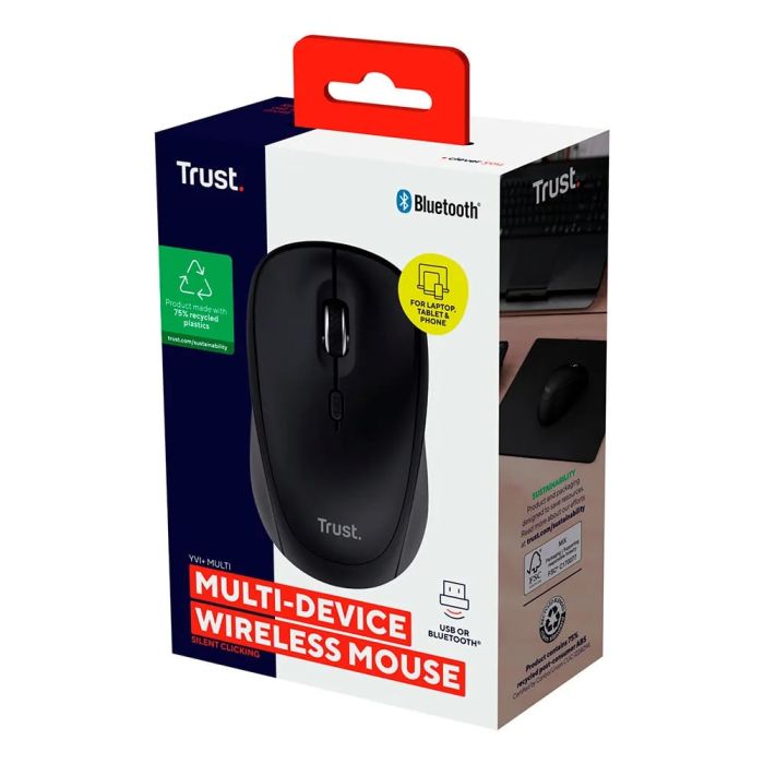 Mouse Trust Yvi+ Compact Multi-Device, WL/BT/USB-A, black