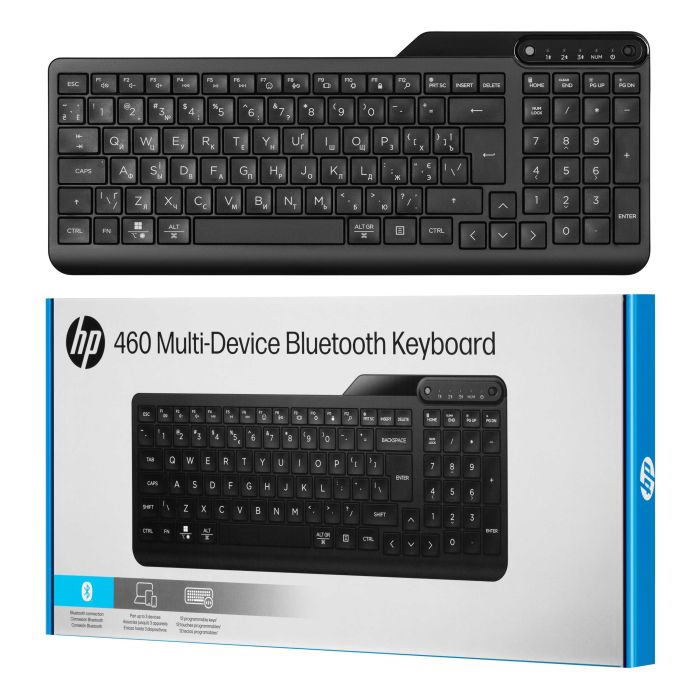 Клавіатура мембранна HP 460 Multi-Device key, BT, EN/UK, чорний