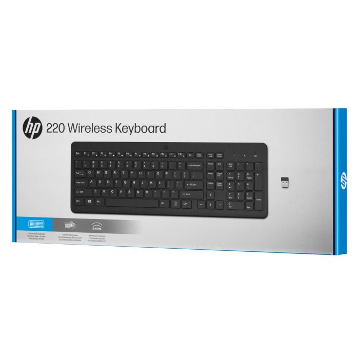 Клавіатура мембранна HP 220, 104key, WL, EN/UK, чорний