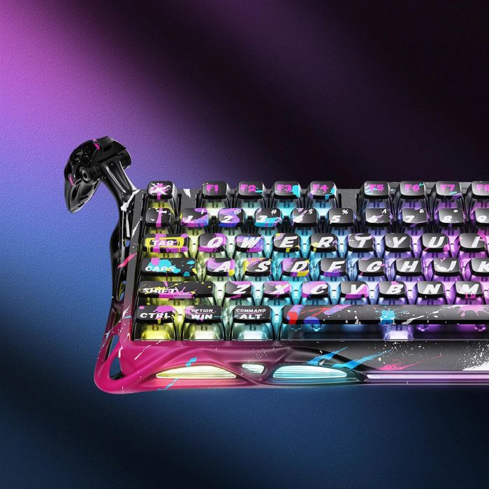 Клавіатура механічна GravaStar Mercury V75 Pro 80keys, Magnetic Jade Gaming, 8K, USB-A, RGB, Neon Graffiti