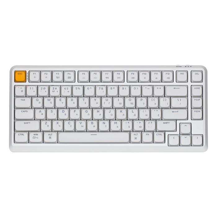 Клавіатура механічна Keychron J1 82Key, K pro Banana, WL/BT/USB-A, QMK, Hot-swap, EN/UKR, RGB, білий