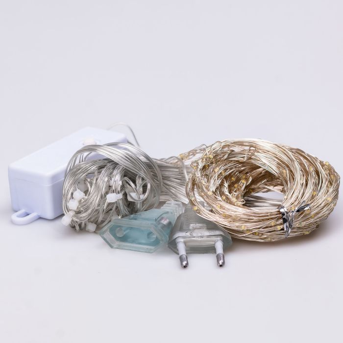 Гірлянда штора світлодіодна GarlandoPro 200LED Роса 3х3м 8 режимів 10 ниток гірлянда роса на ялинці Білий 173307W