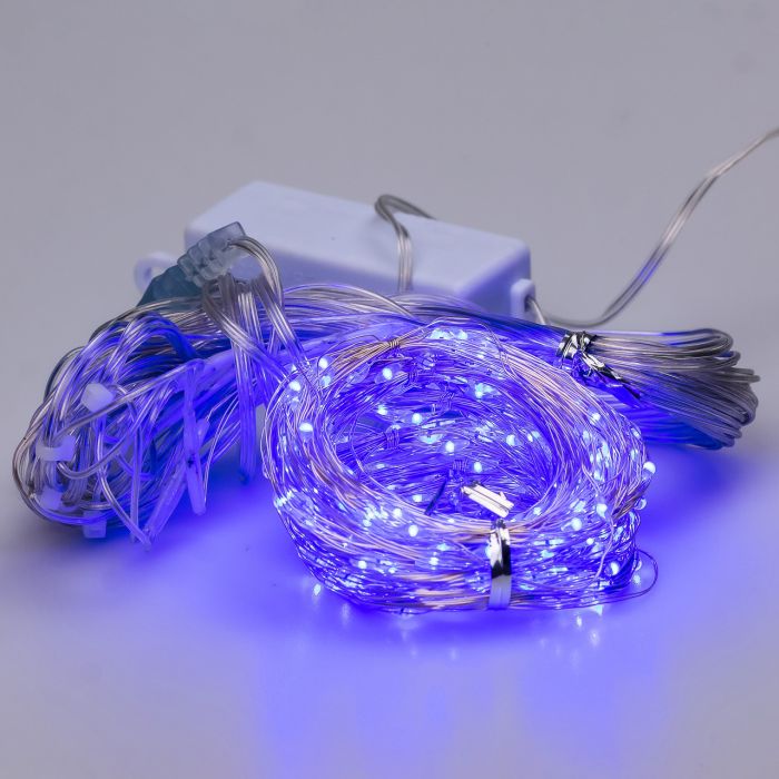 Гірлянда штора світлодіодна GarlandoPro 200LED Роса 3х3м 8 режимів 10 ниток гірлянда роса на ялинці Синій 173306BL