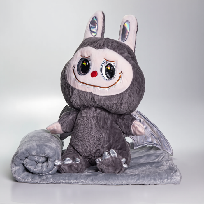 М'яка іграшка-плед, подушка 3 в 1 Labubu Brown Dragon плед в іграшці дитячий плед іграшка Лабубу Сірий 520-29G