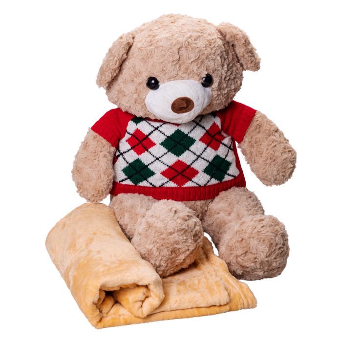 М'яка іграшка-подушка з пледом всередині Ведмідь 110×150 (см) 3 в 1 Бежевий Colorful Home 7146R