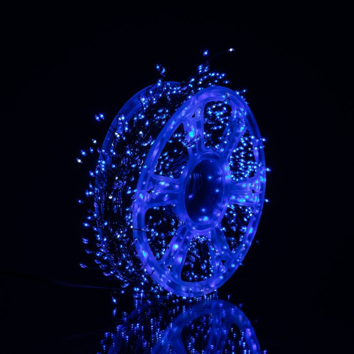 Новорічна гірлянда Хвойна лапа кімнатна роса 100 м 3000 LED зелений провід Синє сяйво D3000L100MGBL