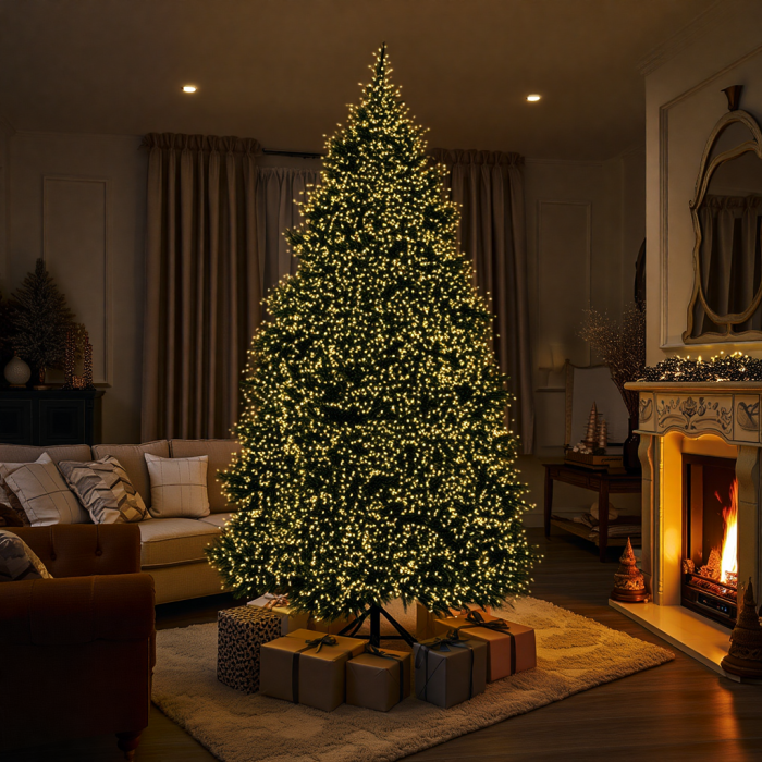 Новорічна гірлянда кімнатна роса 100 м 3000 LED Хвойна лапа зелений провід Жовте сяйво D3000L100MGY