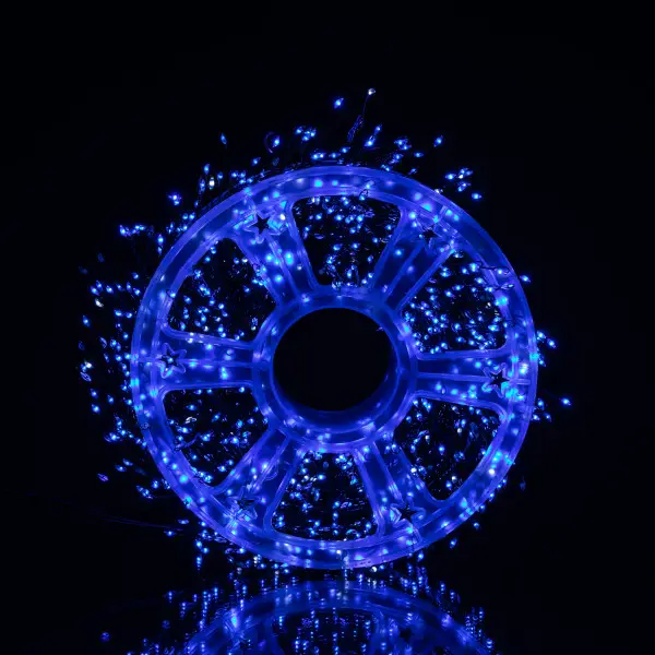Новорічна гірлянда кімнатна роса Хвойна лапа 50 м 1500 LED зелений провід Синє сяйво D1500L50MGBL