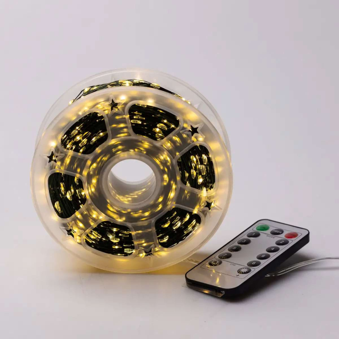 Новорічна гірлянда кімнатна Роса з пультом 200 м 2000 LED зелений провід Жовте сяйво 2000L200MGY