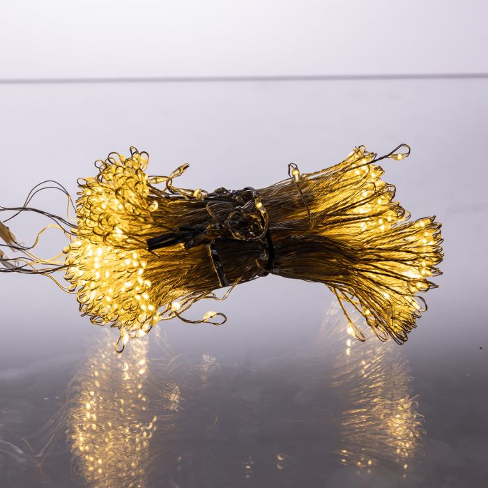 Новорічна гірлянда кімнатна штора роса Хвойна лапа 3х3 м 600 LED Жовте світло D600LED3MY