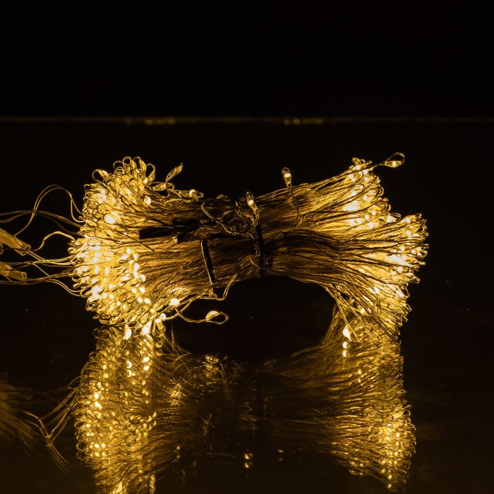 Новорічна гірлянда кімнатна штора роса Хвойна лапа 3х3 м 600 LED Жовте світло D600LED3MY