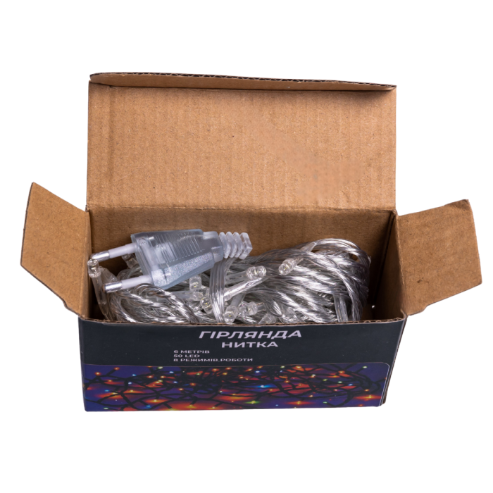 Новорічна кімнатна гірлянда нитка 6 м 50 LED білий провід Жовтий W50LED6MWY