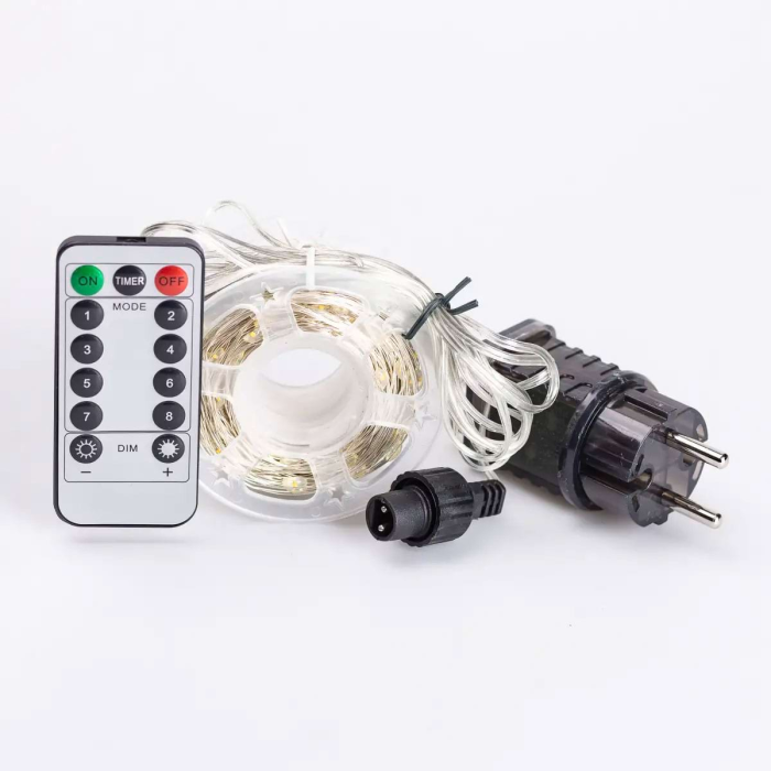 Світлодіодна гірлянда Роса 50 метрів 500 LED біла нитка на мідному дроті з пультом Мультиколор 500L50MWML