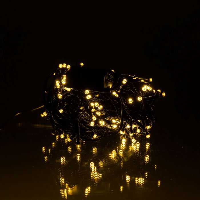 Новорічна гірлянда кімнатна нитка 18 м 180 LED кімнатна гірлянда чорний провід Жовте світло W180LED18MBY
