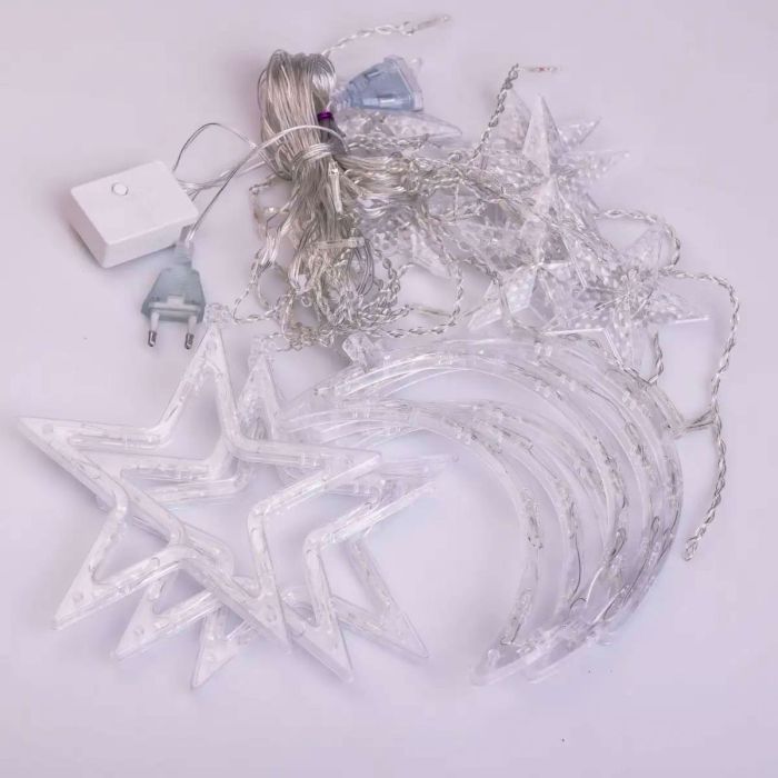 Електрична гірлянда Зірка штора 3 метри на вікно для фотозон біла WYF11W